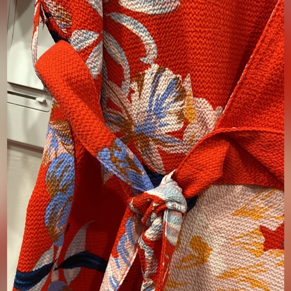 Vero Moda Bali 3/4 Sleeve Kimono Wrap Top Red Floral size S - Picture 2 of 13